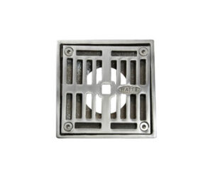 4" Square Solid Nickel Bronze Plated Grid Shower Drain