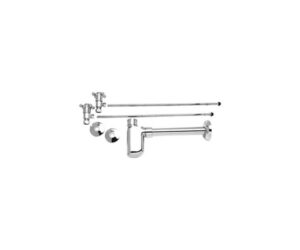 Lavatory Supply Kit w/ Decorative Trap - Angle - Cross Handle - (5/8" O.D.) 1/2" Compression Inlet x 3/8"O.D. Compression Outlet