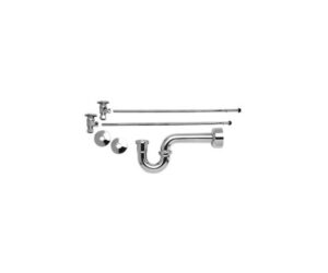 Lavatory Supply Kit w/ 1-1/4" P-Trap - Angle - Deluxe Brass Oval Handle - (5/8" O.D.) 1/2" Compression Inlet