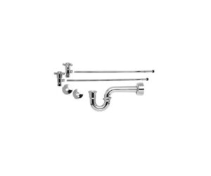 Lavatory Supply Kit w/ 1-1/2" P-Trap - Angle - Traditional Cross Handle - (5/8" O.D.) 1/2" Compression Inlet