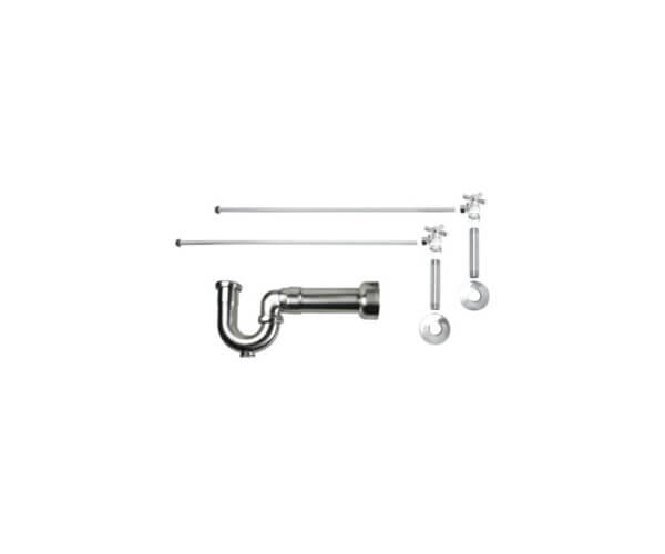 Lavatory Supply Kit w/ Massachusetts P-Trap - Angle - Mini Cross Handle - 1/2" Female IPS Inlet x 3/8" O.D. Compression Outlet