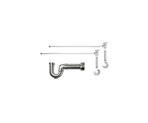 Lavatory Supply Kit w/ Massachusetts P-Trap - Angle - Brass Oval Handle - 1/2" Female IPS Inlet x 3/8" O.D. Compression Outlet