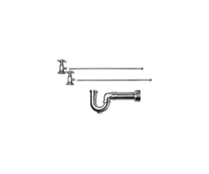 Lavatory Supply Kit w/ Massachusetts P-Trap - Angle - Deluxe Cross Handle - 1/2" Compression (5/8" O.D.) Inlet x 3/8" O.D. Compression Outlet