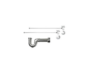 Lavatory Supply Kit w/ Massachusetts P-Trap - Angle - Mini Cross Handle - 1/2" Compression (5/8" O.D.) Inlet x 3/8" O.D. Compression Outlet
