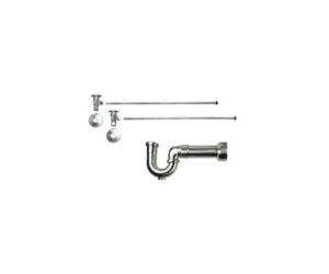 Lavatory Supply Kit w/ Massachusetts P-Trap - Angle - Deluxe Brass Oval Handle - 1/2" Compression (5/8" O.D.) Inlet x 3/8" O.D. Compression Outlet