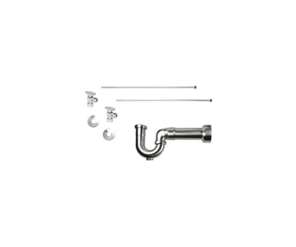 Lavatory Supply Kit w/ Massachusetts P-Trap - Angle - Brass Oval Handle - 1/2" Compression (5/8" O.D.) Inlet x 3/8" O.D. Compression Outlet