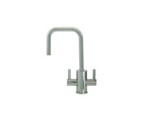 Hot & Cold Water Faucet with Contemporary Round Body & Handles (90° Spout)