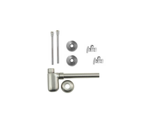 Lavatory Supply Kit w/ Decorative Trap - Angle - Oval Handle - 1/2" Compression (5/8" O.D.) Inlet x 3/8" O.D. Compression Outlet