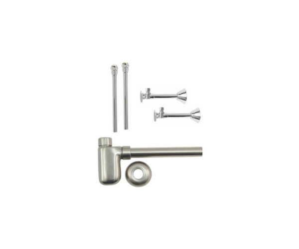 Lavatory Supply Kit w/ Decorative Trap - Sweat - Oval Handle -  1/2" Copper Sweat Inlet x 3/8" O.D. Compression Outlet