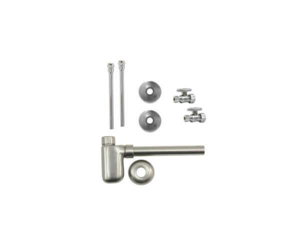 Lavatory Supply Kit w/ Decorative Trap - Straight - Oval Handle - 1/2" Compression (5/8" O.D.) Inlet x 3/8" O.D. Compression Outlet