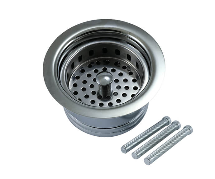 Novelli 90mm Stainless Steel Sink Strainer – Polished Chrome Basket Waste Plug