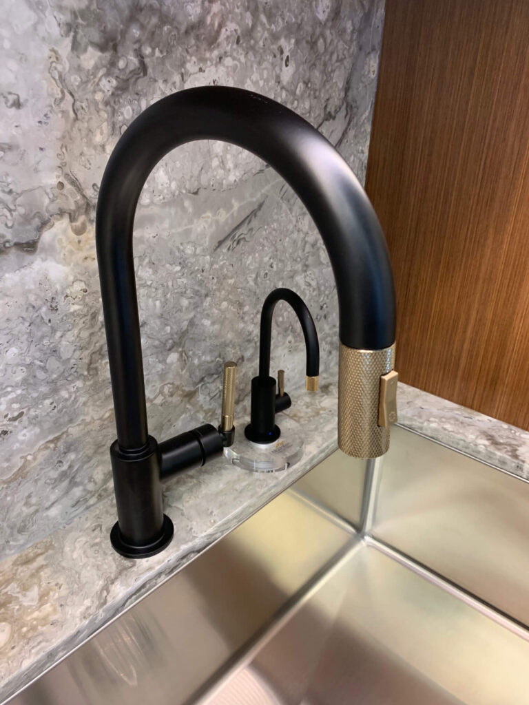 Pairing the MT1843 Duet Knurled Faucet with Brizo's Litze Kitchen Faucet -  Mountain Plumbing Products