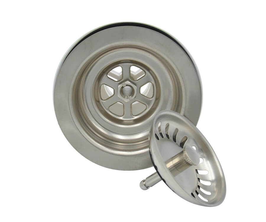 3-1/2 in. Post Style Kitchen Sink Basket Strainer in Satin Nickel (2-Pack)
