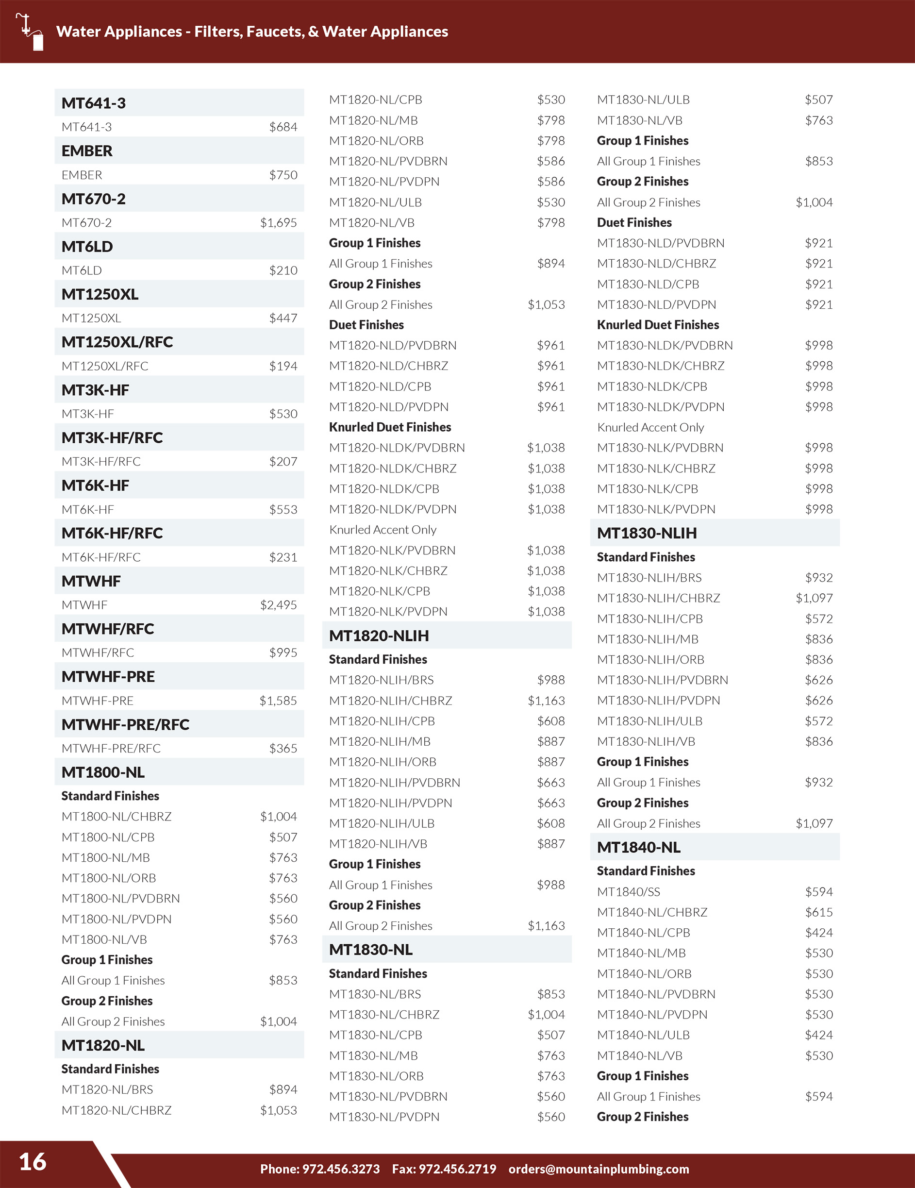 MPP 2026 Pricing Supplement - Filters Faucets Water Appliances -- PAGE1