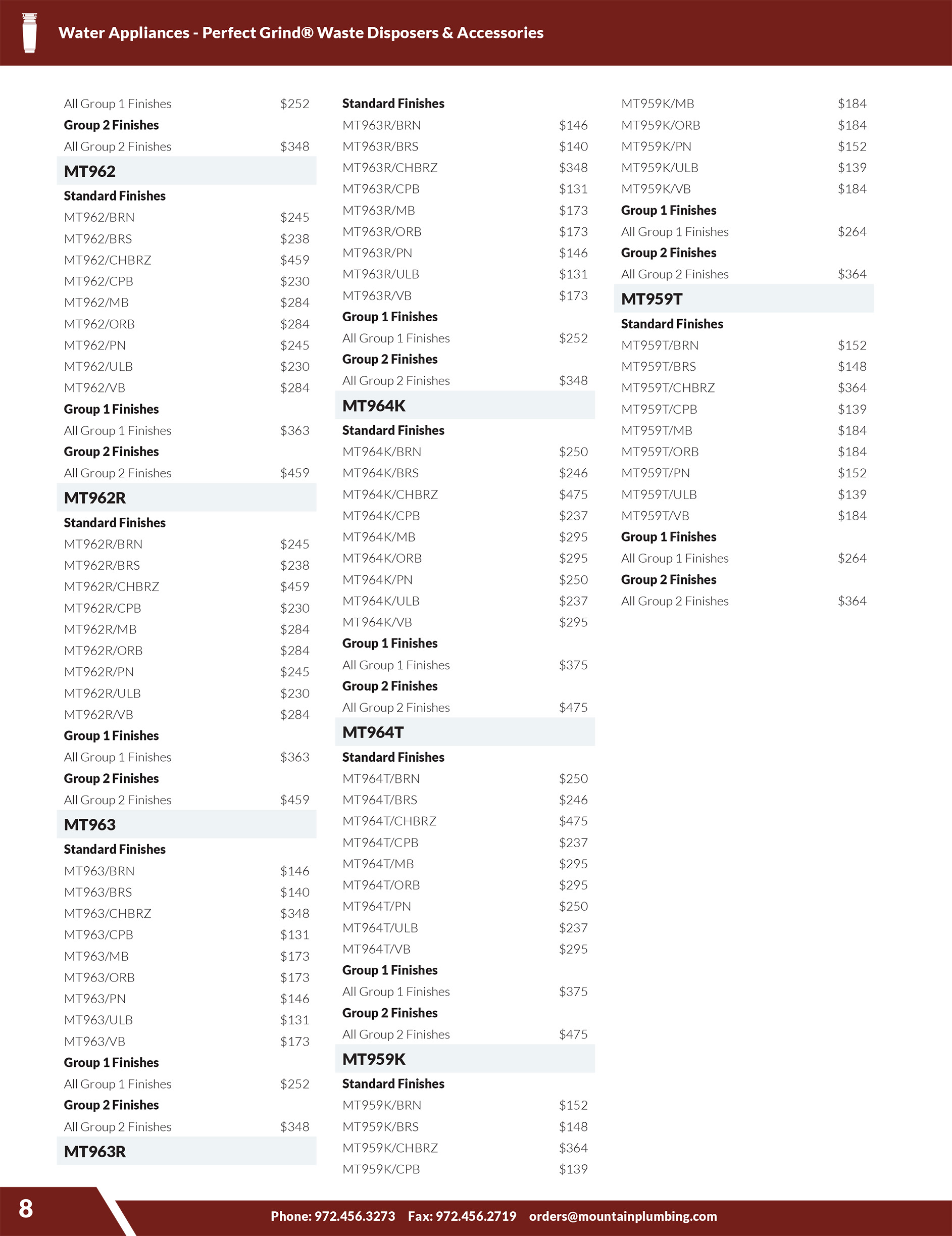 MPP 2026 Pricing Supplement - Perfect Grind Waste Disposers & Accessories -- PAGE3