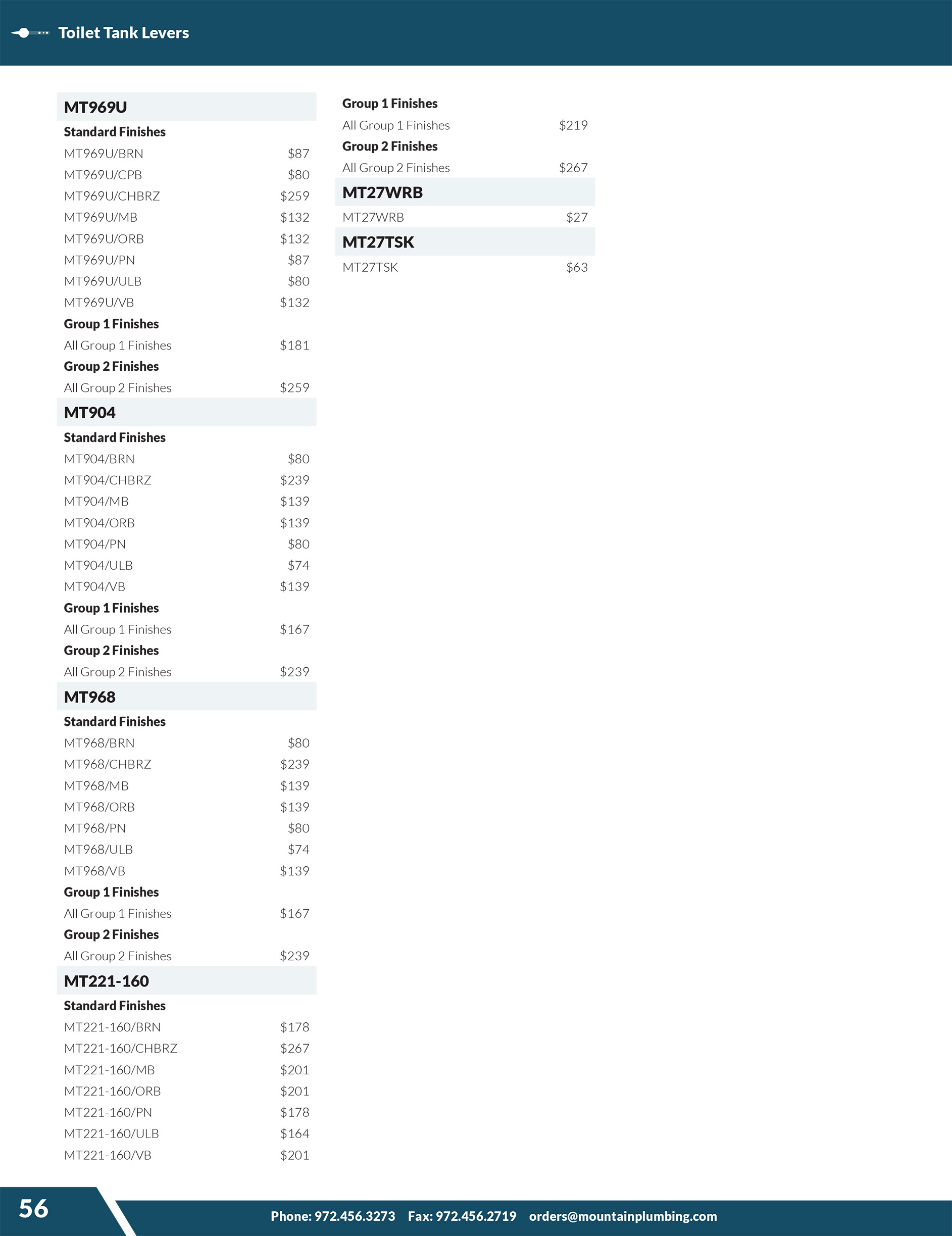 MPP 2026 Pricing Supplement - Toilet Tank Levers -- PAGE1