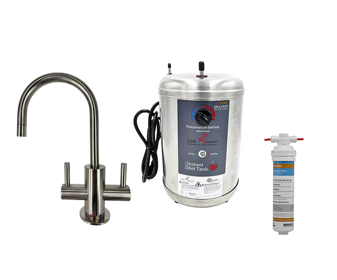 Hot & Cold Water Faucet with Contemporary Round Body & Handles